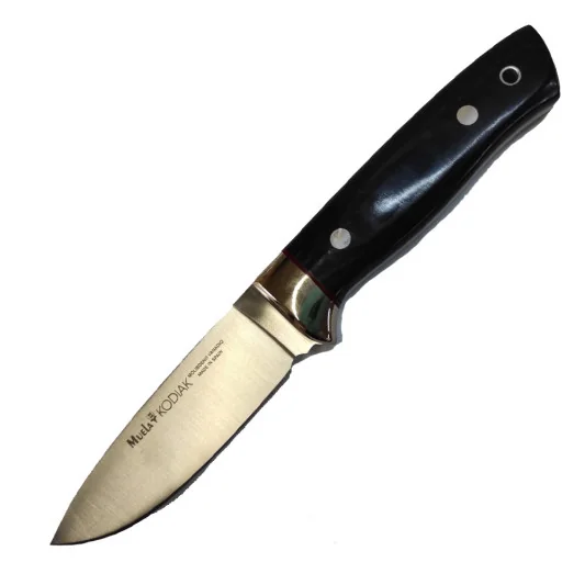 Cuchillo Muela KODIAK-10M Drop Point con mango de micarta negra y funda de piel