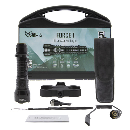 Linterna Force One Bat Vision 1,000 lum. kit caza