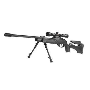 Carabina GAMO HPA Storm con visor y bípode en vista lateral para tiro deportivo en Carril Outdoor.