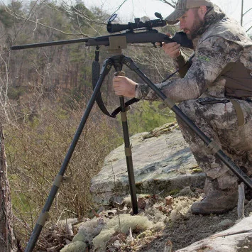 Trípode Primos Apex de fibra de carbono con ajuste por gatillo y sujeción para rifle