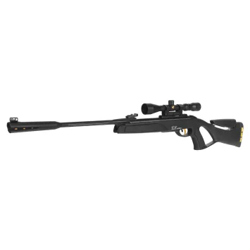 Carabina Gamo Elite Premium IGT completa con visor montado y diseño negro con detalles amarillos en Carril Outdoor.