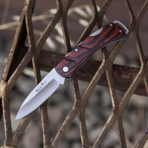 Navaja Muela K-7R EDC con hoja en acero 420 y mango de madera coral