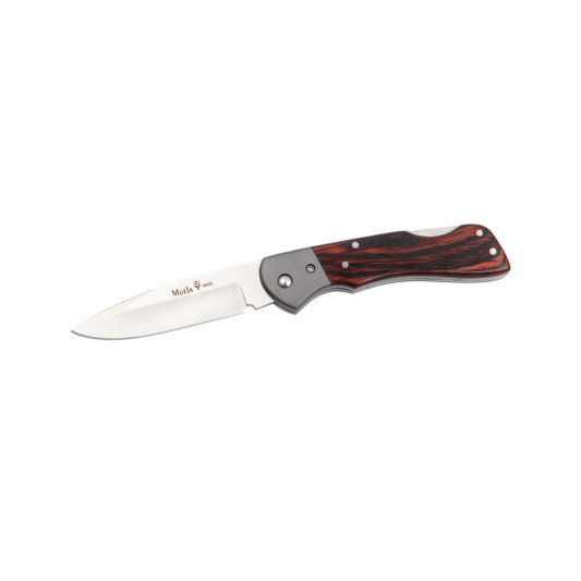 Navaja Muela BX-8GR con hoja en acero 440C y mango de madera coral, incluye funda de cordura