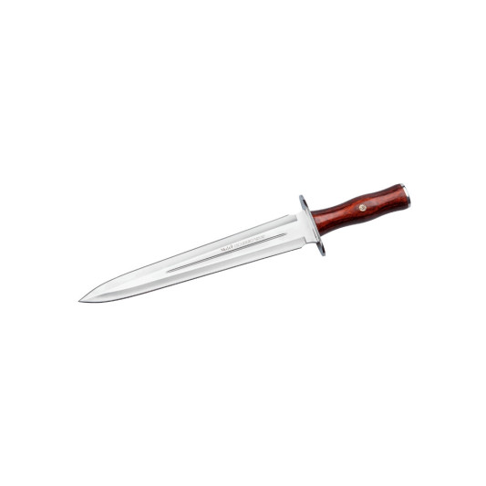 Cuchillo Muela ESCUDERO-30R enterizo con hoja MOVA de 300 mm y mango de madera prensada coral con funda de piel