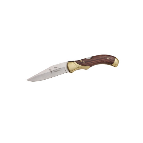 Navaja Muela GL-10NL con hoja MOVA Clip Point y mango en madera palovioleta con virola de latón