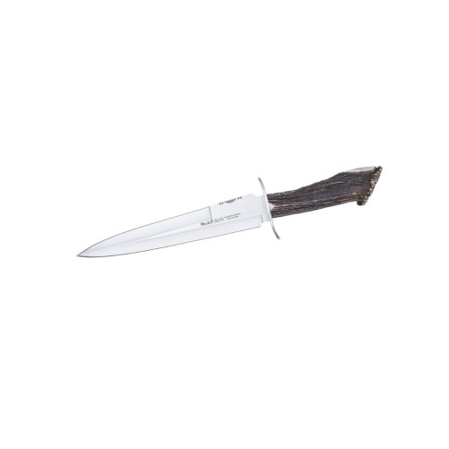 Cuchillo Muela BEAR-24S de remate con hoja MOVA y mango de asta de ciervo con funda de piel