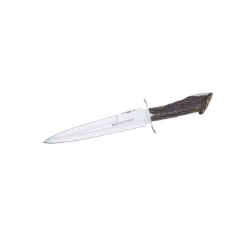 Cuchillo Muela BEAR-24S de remate con hoja MOVA y mango de asta de ciervo con funda de piel