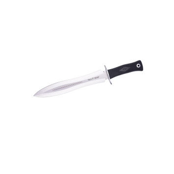 Cuchillo Muela BW‑24G con hoja doble filo, mango de goma y funda de piel