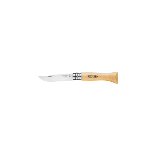 Navaja Opinel Nº6 de acero inoxidable con mango de haya y anillo Virobloc