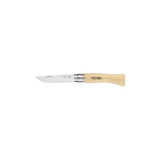 Navaja Opinel Nº7 de acero inoxidable con mango de haya y anillo Virobloc