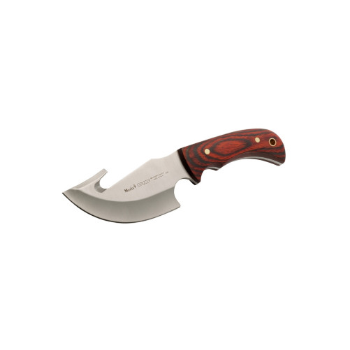 Cuchillo Muela GRIZZLY-12R desollador con mango coral prensado y funda de piel