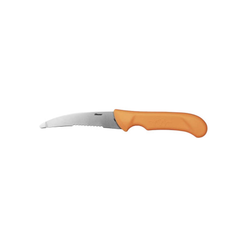 Cuchillo Blaser desollador profesional con hoja dentada y mango naranja