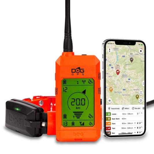Dogtrace GPS X30 con mando receptor, collar y visualización en app móvil