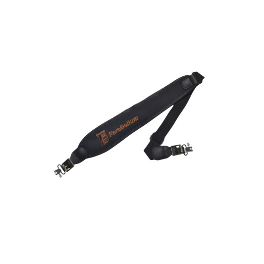 Correa porta fusil negra en cordura, piel y neopreno sin anillas incluidas