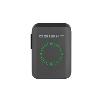 Cubierta de carga del Osight XR con indicador circular de nivel de batería iluminado en verde