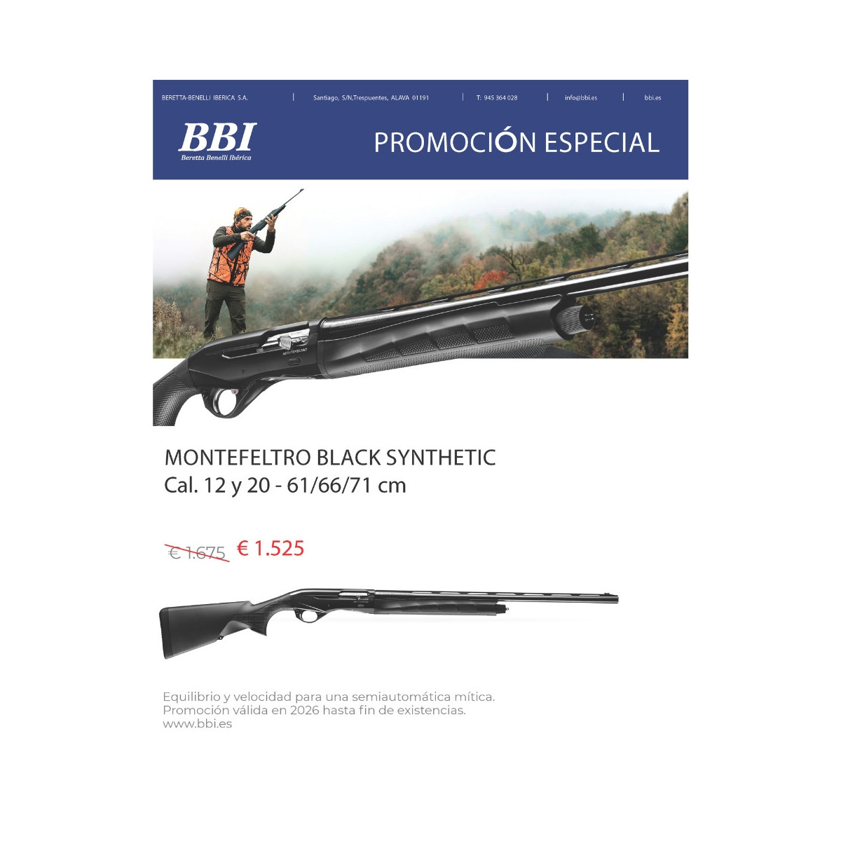 Escopeta Benelli Montefeltro Black Synthetic