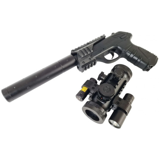 Pack pistola Gamo PT-25 Tactical con visor, linterna y láser