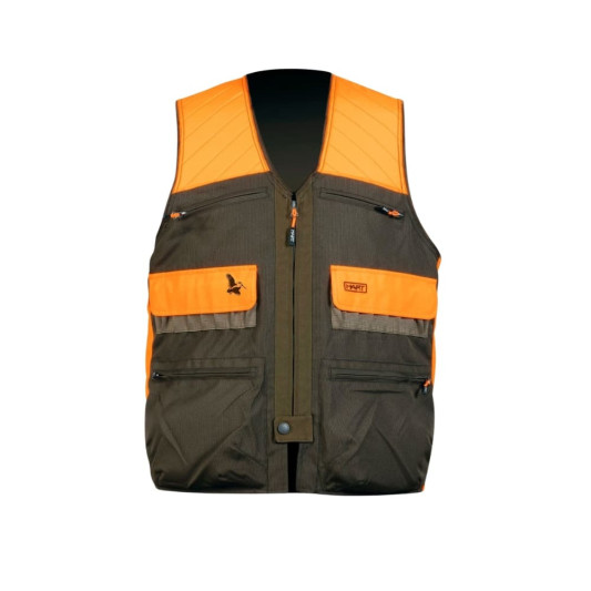 Vista frontal del chaleco HART Armotion Class-V Blaze con bolsillos y cananas en Carril Outdoor
