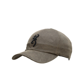 Gorra Browning Ibex Marrón vista lateral con visera curva y logo frontal en Carril Outdoor.