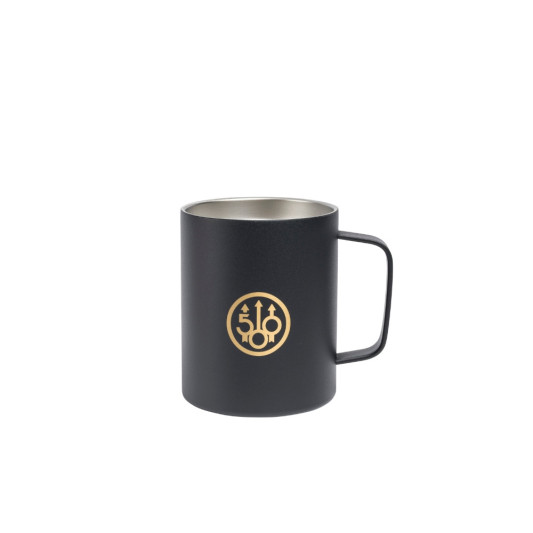 Taza Beretta 500 Aniversario negra con logotipo dorado en Carril Outdoor