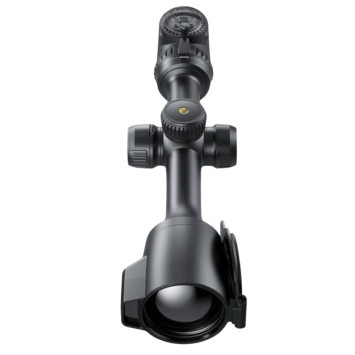 Vista frontal del visor térmico Pulsar Thermion 3 LRF XT60 con lente de 60 mm, tapa abatible y controles de ajuste