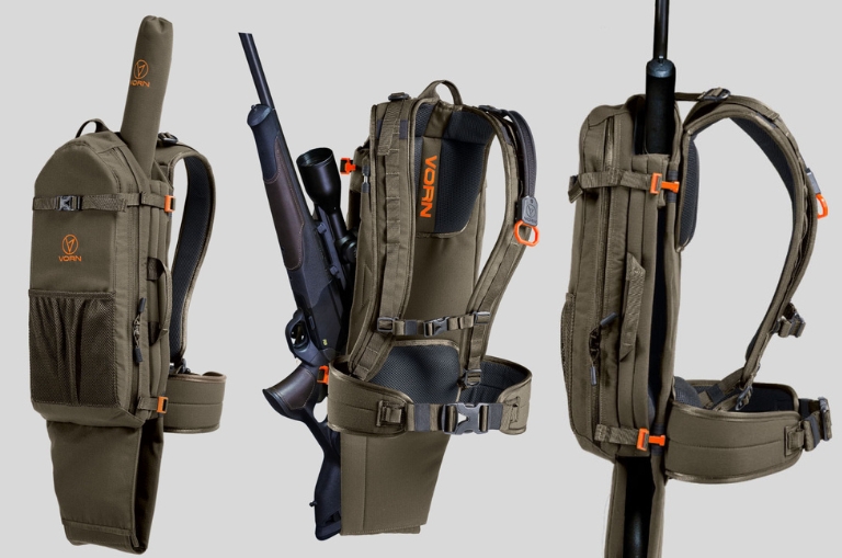 Mochilas Vorn: vista 360 con porta rifle y sistema QRR, diferentes ángulos de ajuste y cinturón lumbar
